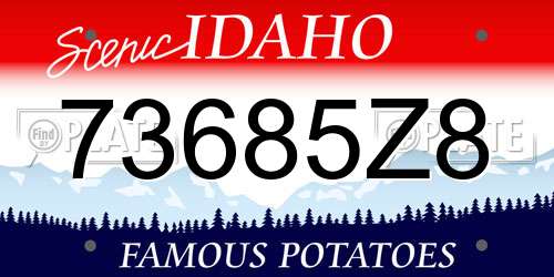 73685Z8 Idaho License Plate