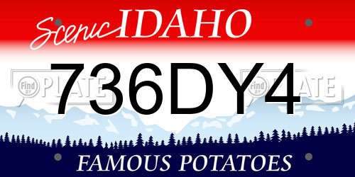 736DY4 Idaho License Plate