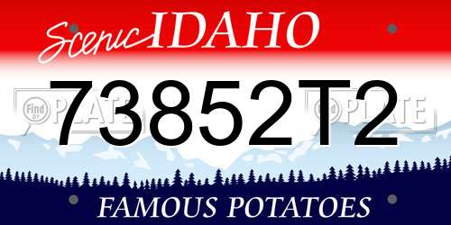 73852T2 Idaho License Plate