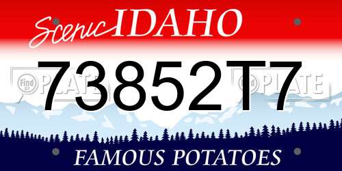 73852T7 Idaho License Plate