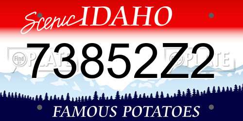 73852Z2 Idaho License Plate