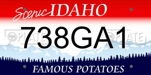 738GA1 Idaho License Plate