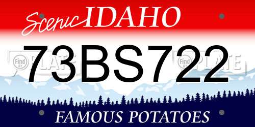 73BS722 Idaho License Plate