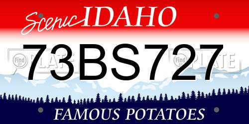 73BS727 Idaho License Plate