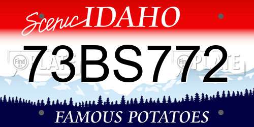 73BS772 Idaho License Plate