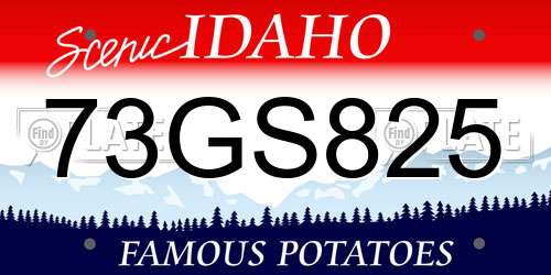 73GS825 Idaho License Plate