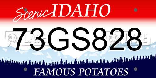 73GS828 Idaho License Plate