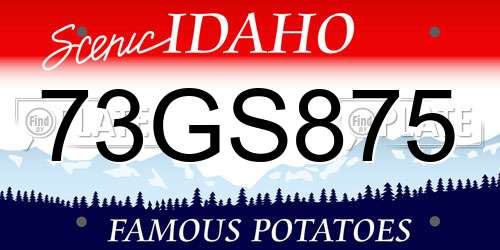 73GS875 Idaho License Plate