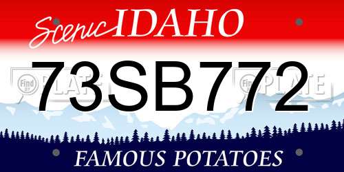 73SB772 Idaho License Plate