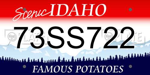 73SS722 Idaho License Plate