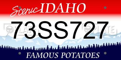 73SS727 Idaho License Plate