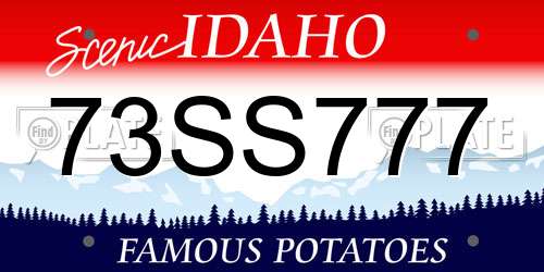 73SS777 Idaho License Plate