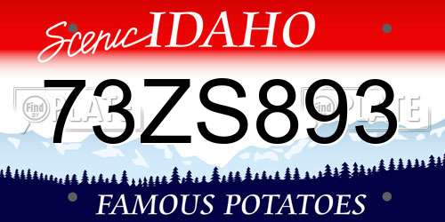 73ZS893 Idaho License Plate