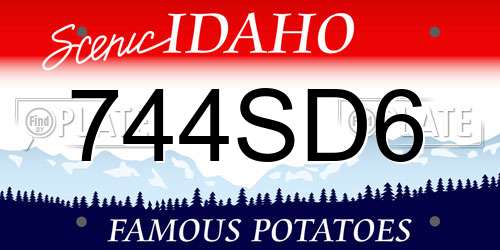 744SD6 Idaho License Plate
