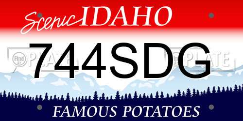 744SDG Idaho License Plate