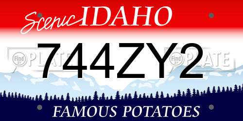 744ZY2 Idaho License Plate