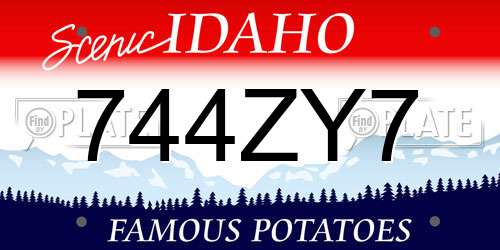 744ZY7 Idaho License Plate