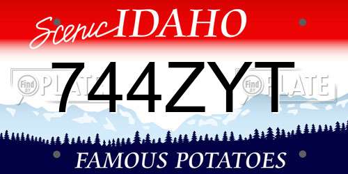744ZYT Idaho License Plate