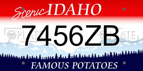 7456ZB Idaho License Plate
