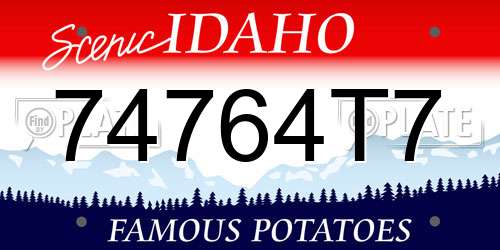 74764T7 Idaho License Plate