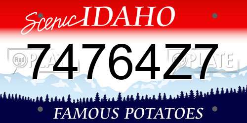 74764Z7 Idaho License Plate