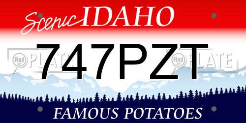 747PZT Idaho License Plate