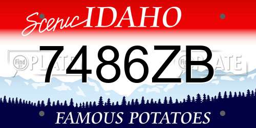 7486ZB Idaho License Plate