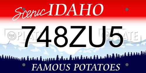 748ZU5 Idaho License Plate