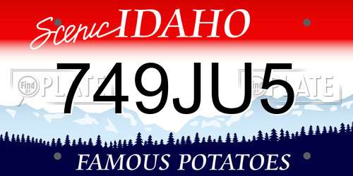 749JU5 Idaho License Plate