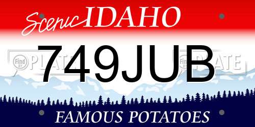 749JUB Idaho License Plate