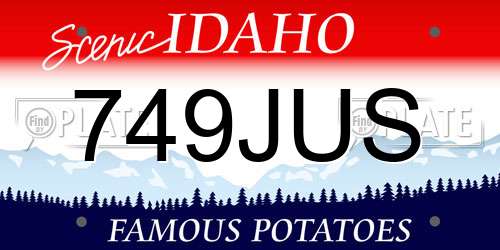 749JUS Idaho License Plate