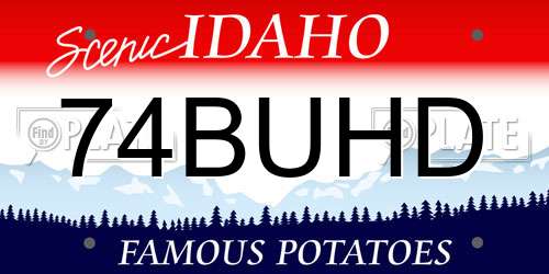 74BUHD Idaho License Plate