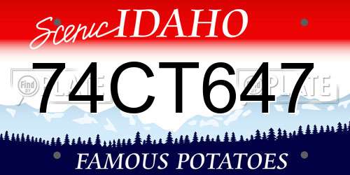 74CT647 Idaho License Plate