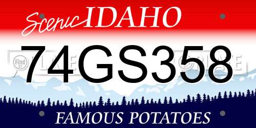 74GS358 Idaho License Plate
