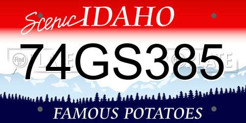 74GS385 Idaho License Plate