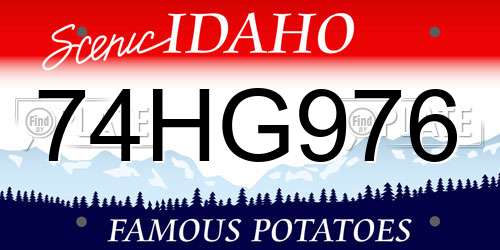 74HG976 Idaho License Plate