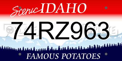 74RZ963 Idaho License Plate
