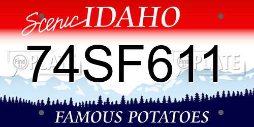 74SF611 Idaho License Plate