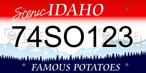 74SO123 Idaho License Plate
