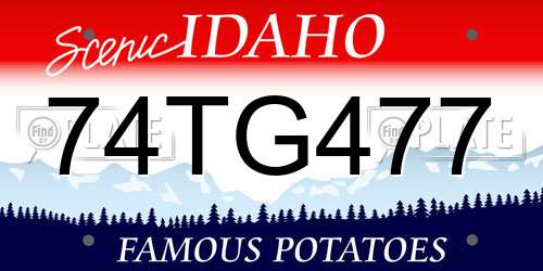 74TG477 Idaho License Plate
