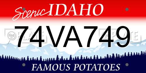 74VA749 Idaho License Plate