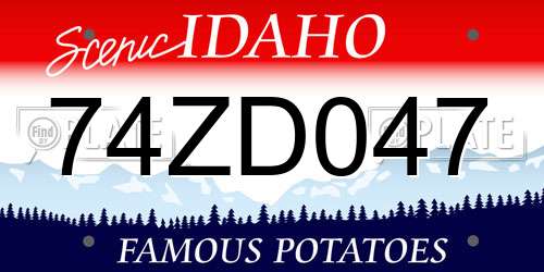 74ZD047 Idaho License Plate