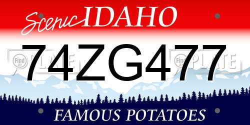 74ZG477 Idaho License Plate