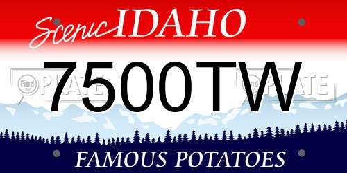 7500TW Idaho License Plate