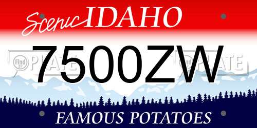 7500ZW Idaho License Plate