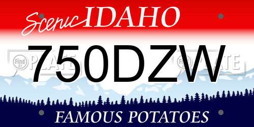 750DZW Idaho License Plate