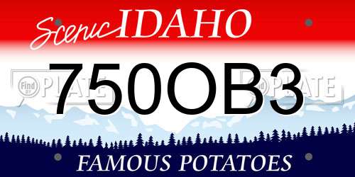 750OB3 Idaho License Plate