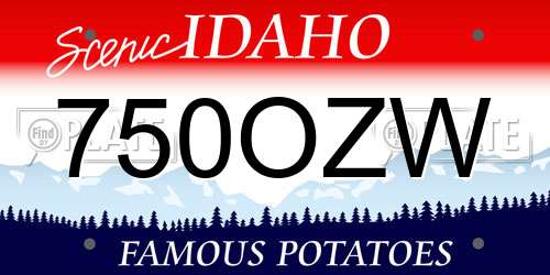 750OZW Idaho License Plate