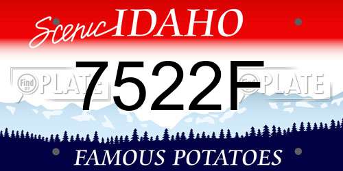 7522F Idaho License Plate