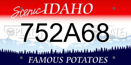 752A68 Idaho License Plate